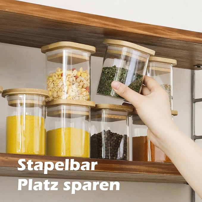 LIBWYS 12pcs Stackable Spice Jars, Square Spice Bottles - Image 2