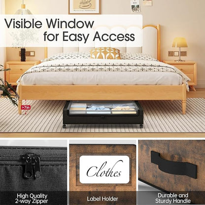 Yecaye Under Bed Storage with Wheels, Underbed Shoe Storage Organizer, Rolling - Image 5