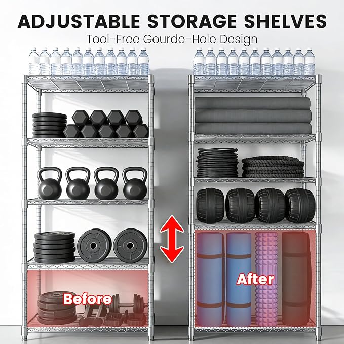 Xcity Storage Shelves, 5 Tier Heavy Duty Metal Shelving Unit, 2000 LBS - Image 4