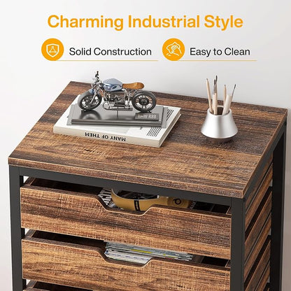 Tribesigns 7-Drawer File Cabinet, Wood Mobile Storage Drawer, Rustic Brown | - Image 6