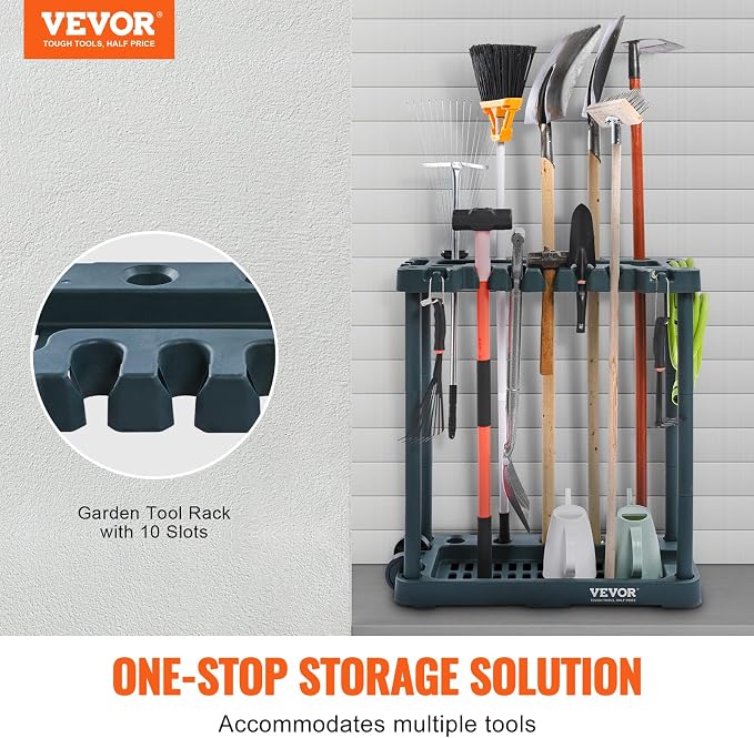 VEVOR Garden Tool Organizer, 10 Slots, Yard Tool Tower Rack - Image 2