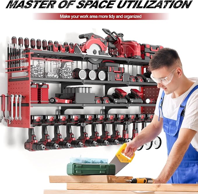 Power Tool Organizer Wall Mount, Cordless Drill Hanger Storage Rack 8 Drill - Image 5