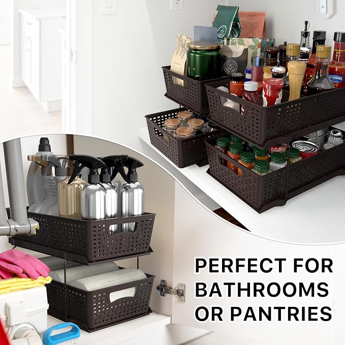 Simple Houseware 2 Tier Bathroom Organizer Tray Pull-Out Sliding Drawer - Image 9