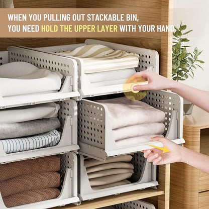 Pinkpum 6 Pack Closet Organizers Storage Bins, Stackable Plastic Drawer Basket - Image 9