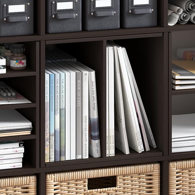 Furinno Cubicle H-Shelf Cube Insert, 2-Tier Cube Organizer, Dark Oak | 12.9W x - Image 7