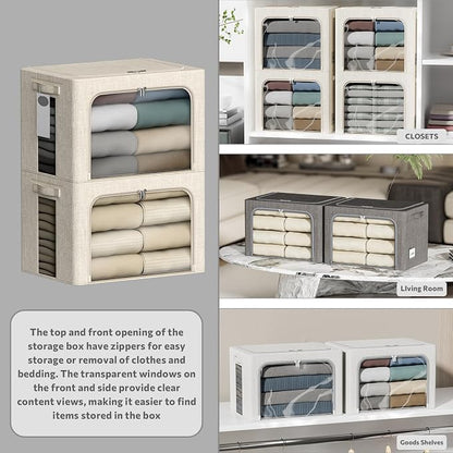 4 Pack Clothes Storage Bins - 36L Stackable Storage Box with Lid，Foldable - Image 2