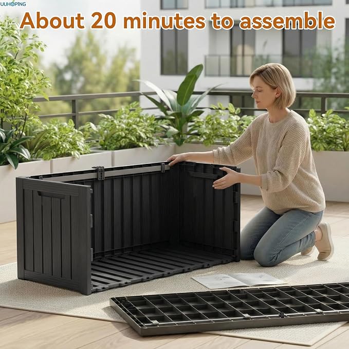 150 Gallon Outdoor Deck Box, Resin Waterproof Storage Box - Image 8