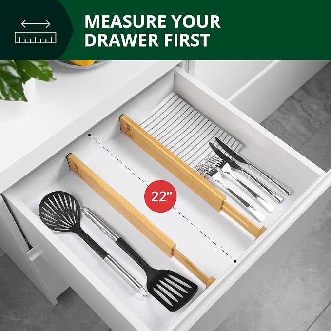 Bamboo Drawer Dividers Organizers, Adjustable Drawer Separator Splitters - Image 6