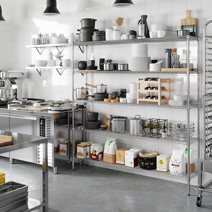 14" Deep x 72" Wide x 74" Height Wire Shelving Kit | 5-Tier | NSF Commercial - Image 5