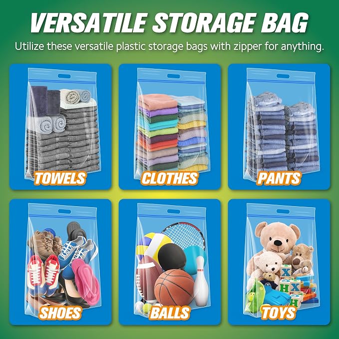 HIBAG 25 Gallon Jumbo Storage Bags, 35” x 24” Resealable Clear Bags - Image 3