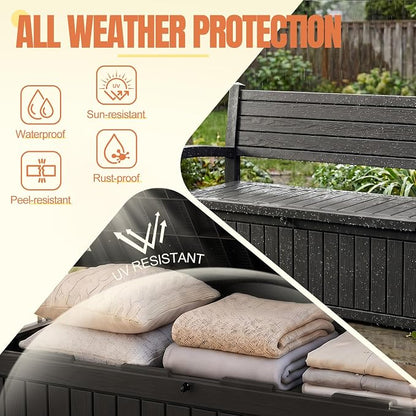 Storage Bench Outdoor Deck Box, 100 Gallon Waterproof & UV Resistant Lockable - Image 4