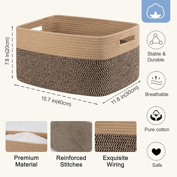 4 Pack Storage Baskets for Organizing, Woven Baskets for Shelves - Image 2