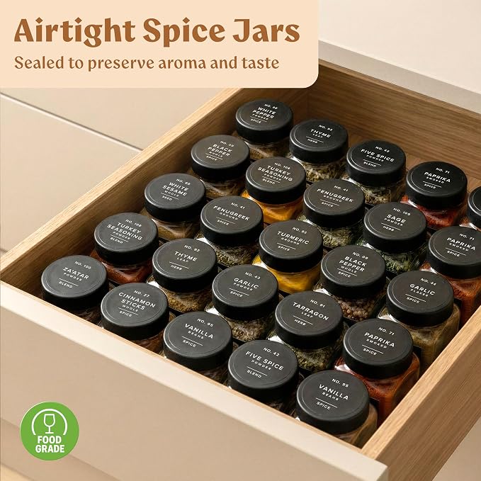 EDELHAUS Glass Spice Jars with Labels Spice Containers with 240 Labels - Image 9
