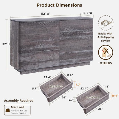 ACCOHOHO Modern 6 Drawer Dresser - Image 2