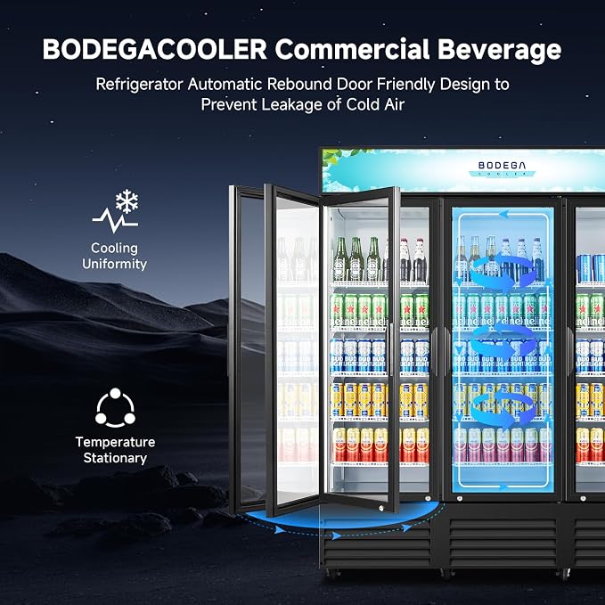 BODEGACOOLER Commercial Merchandiser Refrigerator, 3 Glass Door Commercial - Image 4