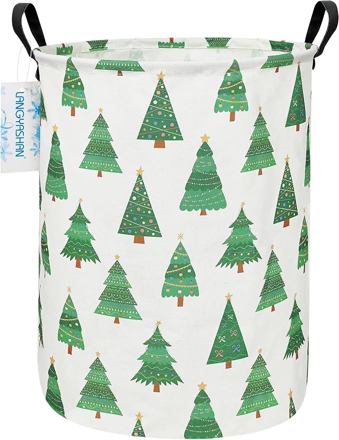 LANGYASHAN Laundry Basket Canvas Fabric Collapsible Organizer Basket by LANGYASHAN