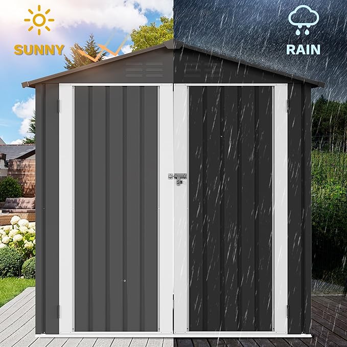 DWVO 6x4ft Metal Outdoor Storage Shed, Lockable Tool Storage Sheds, Oversized - Image 3