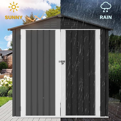 DWVO 6x4ft Metal Outdoor Storage Shed, Lockable Tool Storage Sheds, Oversized - Image 3