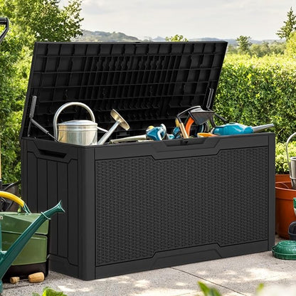 YITAHOME 80 Gallon Resin Deck Box, Weather Resistant Outdoor Rattan Storage Box by YITAHOME