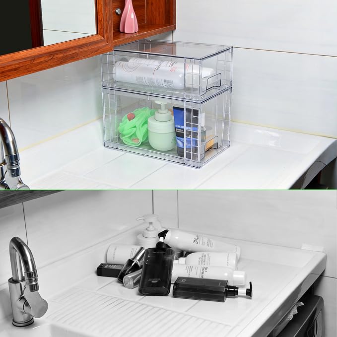 Clear Stackable Acrylic Storage Drawers, Plastic Organizer Bins - Image 9