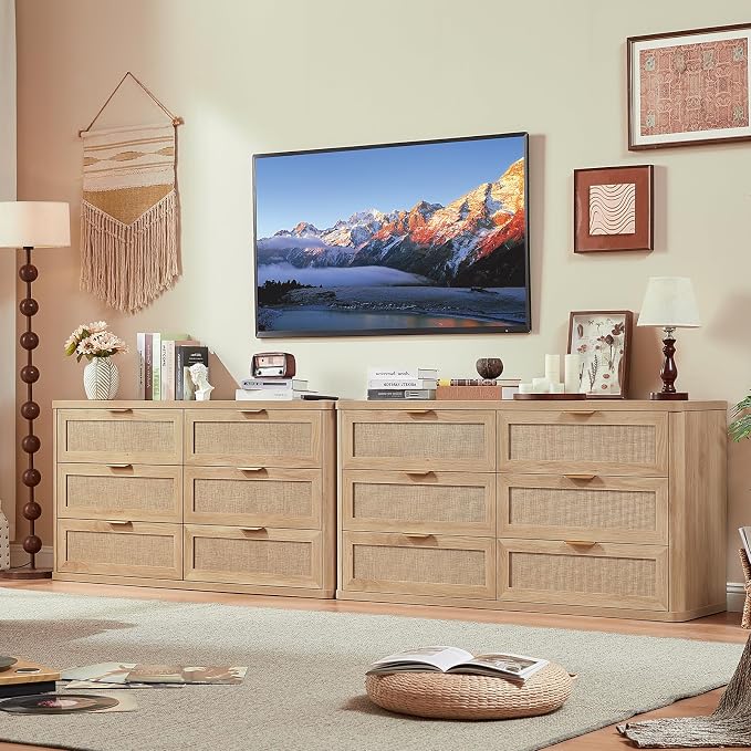 LEYAOYAO Rattan 6 Drawer Dresser - Image 6