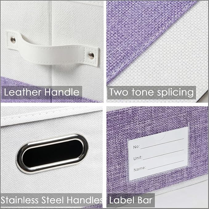 PRANDOM Storage Bins with Lids Linen Fabric Foldable Storage Boxes Organizer - Image 7