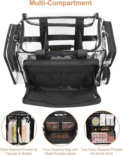 Relavel Professional Makeup Case Backpack and Large Clear Makeup Bag - Image 5