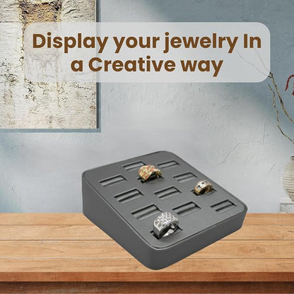 Novel Box 12-Slot Silver Leatherette Rings/Earrings/Cufflinks Holder Tray - Image 4