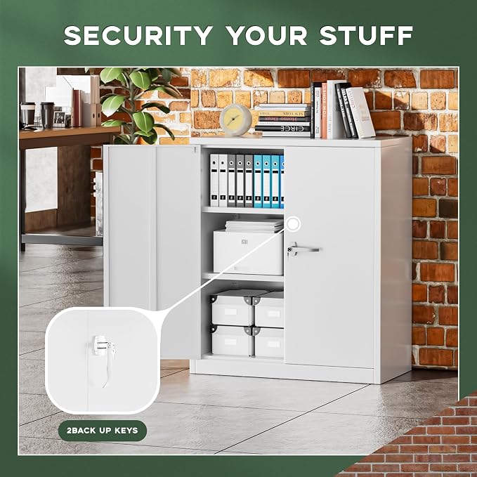 Greenvelly Metal Storage Cabinet, Lockable Storage Cabinets - Image 5