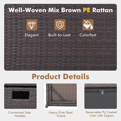 Tangkula 50 Gallon Wicker Deck Storage Box, Patio Rattan Storage Container - Image 6