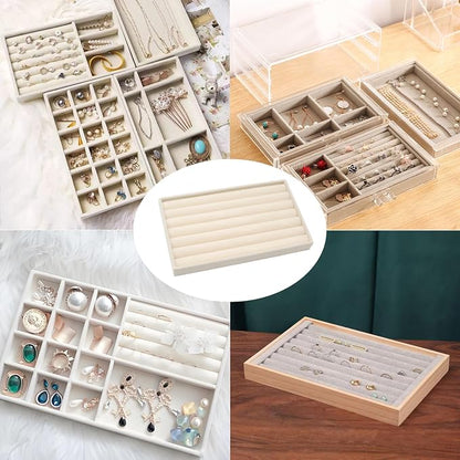 Velvet Jewelry Organizer Trays Beige 8 Rolls | Stackable Jewelry Storage - Image 5