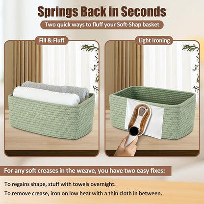 5-Pack Small Woven Rope Storage Baskets, 2 Sizes Organizer Bins | Fabric Cube - Image 7