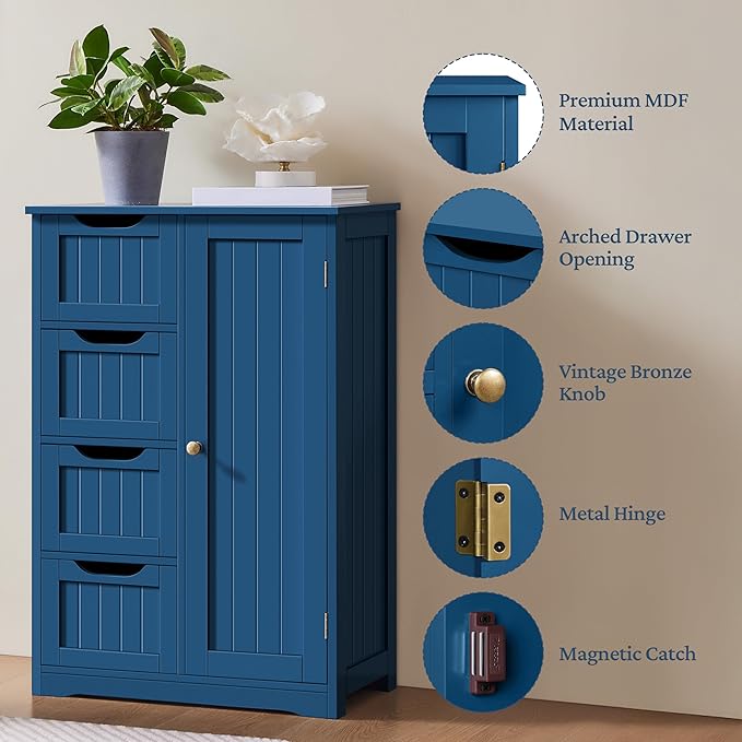 Yaheetech Wooden Bathroom Floor Cabinet, Side Storage Organizer Cabinet - Image 6