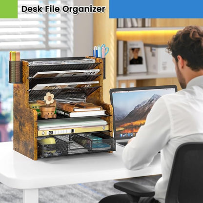 DAOUTIME 6-Tier Mesh Desk Organizer - Image 2