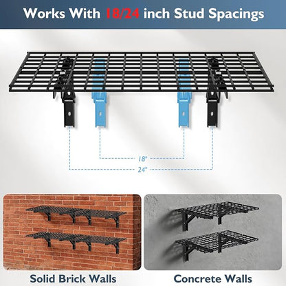 Folding Garage Wall Shelves, 660 lbs Capacity Space Saving Floating Racks - Image 6