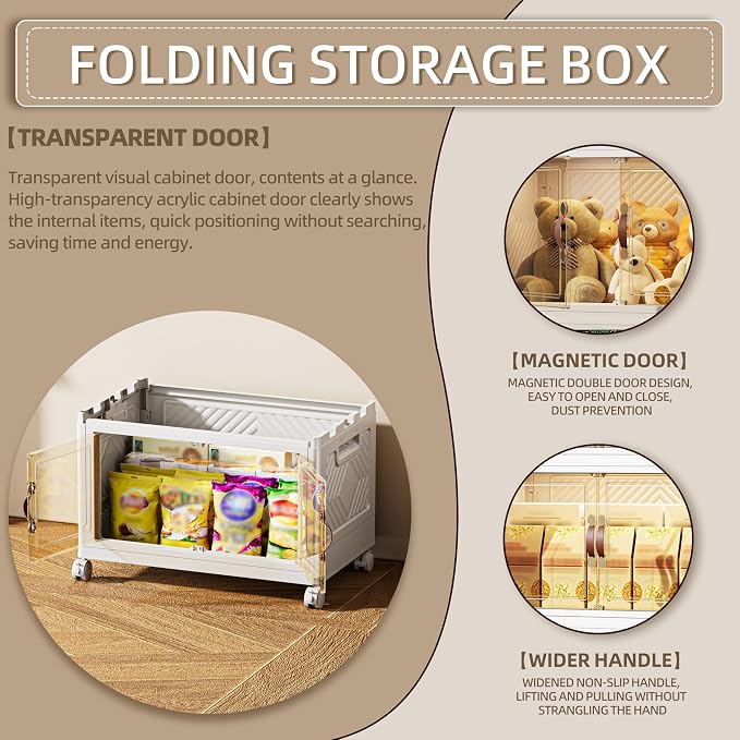 84 QT / 21 Gal Magnetic Door Storage Bins Collapsible Stackable w/1 Lid - Image 4