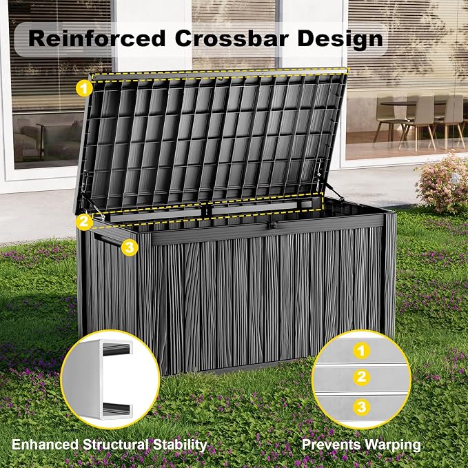 200 Gallon Waterproof Outdoor Storage Box, UV Resistant Resin Deck Box - Image 3