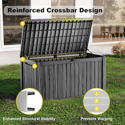 180 Gallon Waterproof Outdoor Storage Box, UV Resistant Resin Deck Box - Image 4