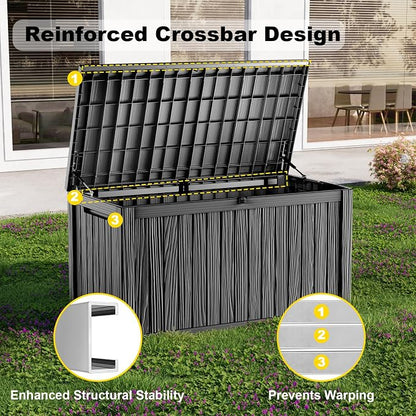 230 Gallon Large Outdoor Storage Box Waterproof, UV Resistant Resin Deck Box - Image 5