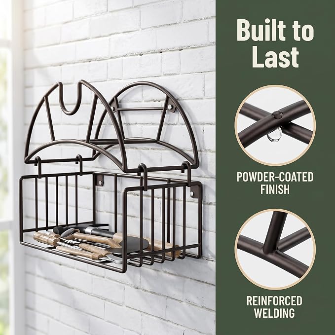 Garden Hose Holder, Wall Mounted Metal Garden Hose Holder - Image 5