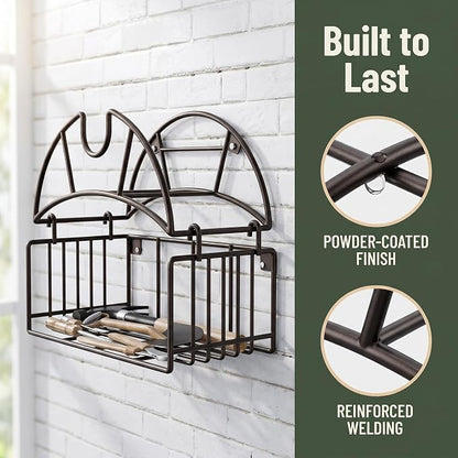 Garden Hose Holder, Wall Mounted Metal Garden Hose Holder - Image 5