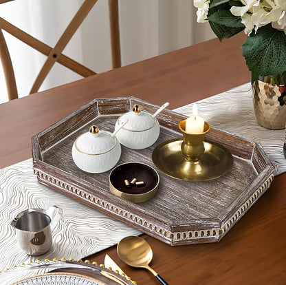 MAONAME Wood Serving Tray, Farmhouse Wooden Tray - Image 5
