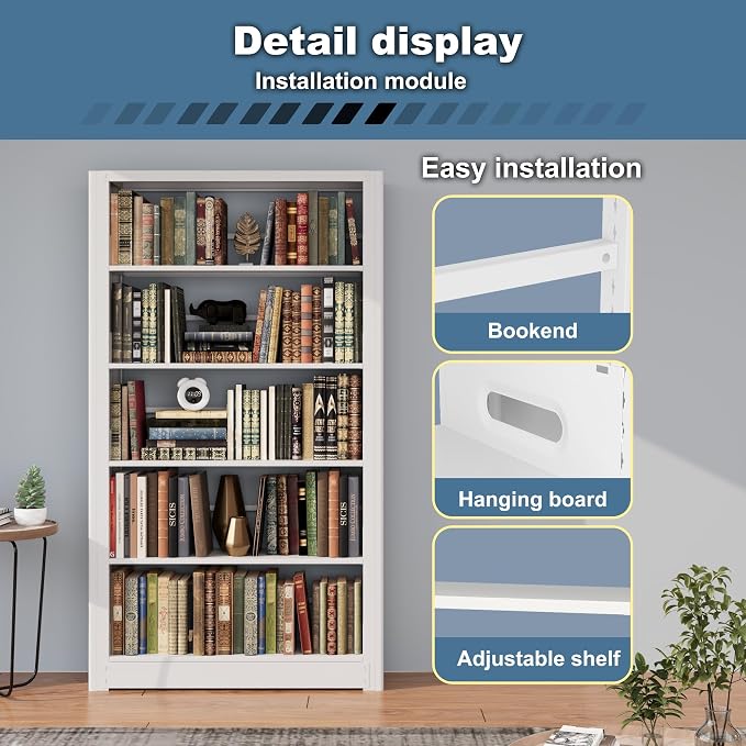 69” Tall Metal Bookshelf, Heavy Duty Bookcase, Modular Book Shelf - Image 5