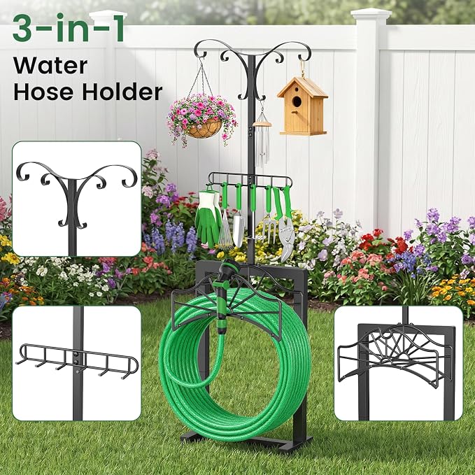 71 Inch Garden Hose Holder, Heavy Duty Free Standing Hose Rack - Image 5