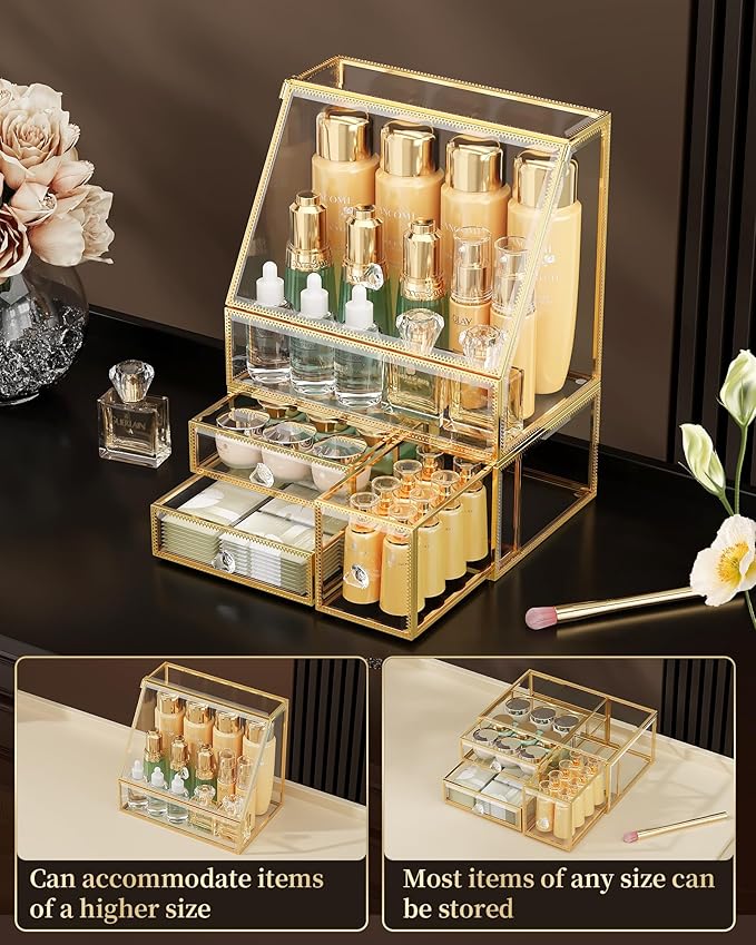 Tempered Glass Makeup Organizer – Clear Vanity Organizer - Image 4