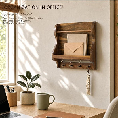 Rebee Vision Acacia Wood Mail Organizer Wall Mount - Image 3