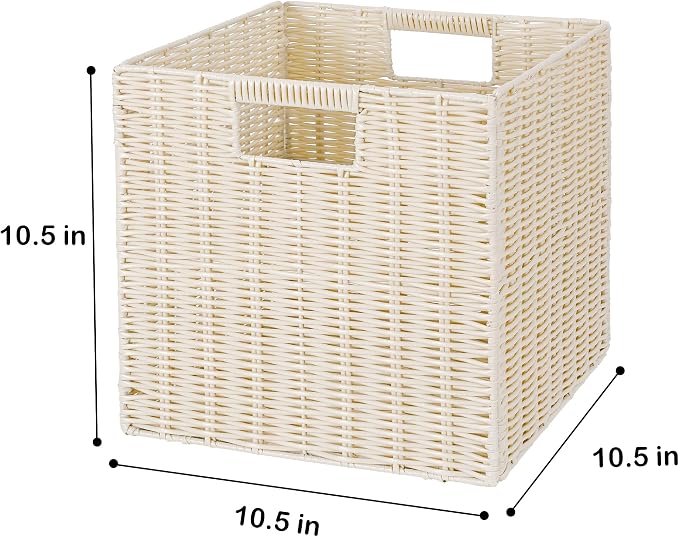 10.5 x 10.5 in Plastic Wicker Baskets - Image 3