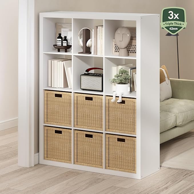 Furinno Cubicle Book Shelf, 12-Cube Bookshelf, Triple Thick Frame Cube Storage - Image 2