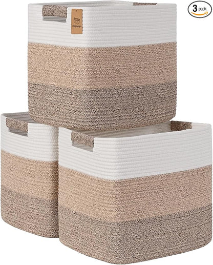 15×13 Inch Storage Cubes, 3 Pack Cube Storage Bins by Degeyoyo