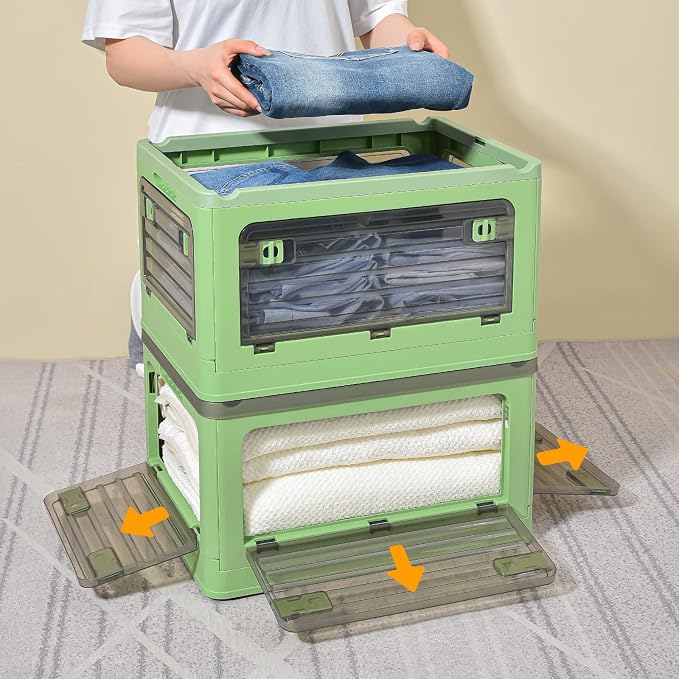 32Qt Plastic Storage Bins with Lid, Collapsible Storage Bins with Wheels - Image 5